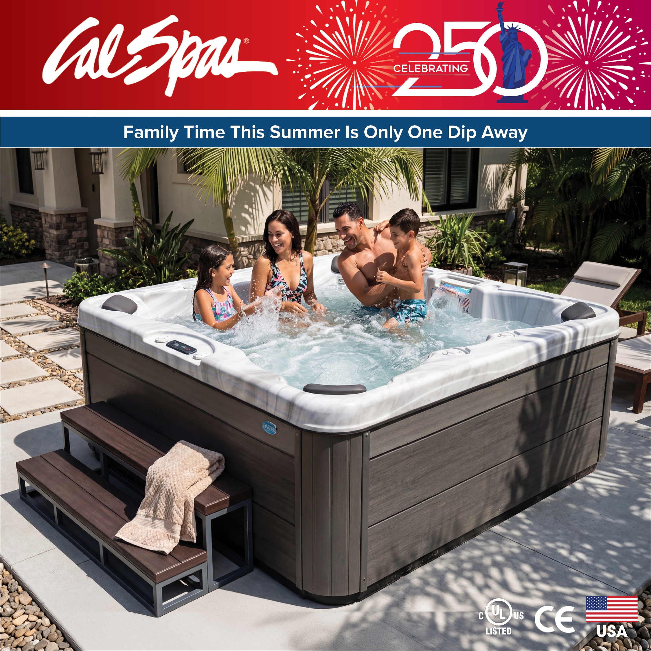 Calspas hot tub being used in a family setting - Vienna